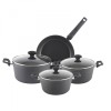 Set 7 Oale Aluminiu Zilan ZLN-3277, Neaderente, Inductie, Capace Sticla Termorezistenta, Gri