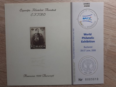 2008 - Expozitia Filatelica Mondiala EFIRO 2008 - colita dantelata - LP1805c foto