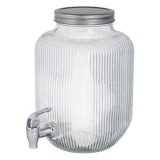 Dozator de băuturi din sticlă cu dungi și robinet, 4L, CMCLASS