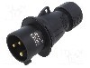 Conector alimentare AC, IEC 60309, IP44, 32A, 0,25kV, 250V AC, 3 pini, AMPHENOL - 2CMA103581R1000