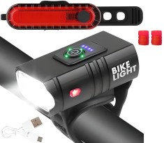 Set far si stop pentru bicicleta ,model Bike Light, autonomie 4 ore,alimentare USB, rezistenta la apa + set 2 capace valva, rosu