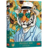PUZZLE TREFL 500 PREMIUM PLUS PETS AS ART DOMNUL TIGRU SI FLOAREA SOARELUI