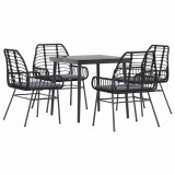 Cumpara ieftin Set de sufragerie de gradina 5 piese neagra Sticla Poly Rattan