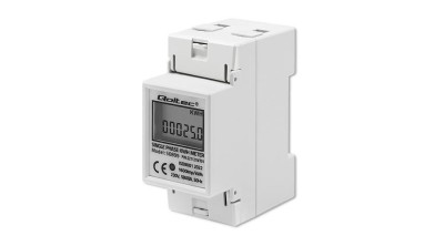 Contor electronic monofazat de consum de energie Qoltec | 230 V | LCD | 2P | Montare pe șină DIN foto