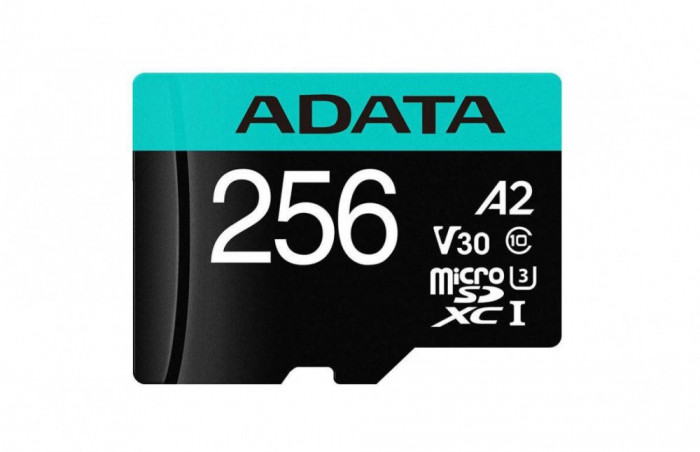 Micro secure digital card adata 256gb ausdx256gui3v30sa2-ra1 clasa 10 cu adaptor sd (pentru telefon)