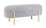 Cumpara ieftin Banca lemn natur textil gri Dayla 108x41.5x48 cm
