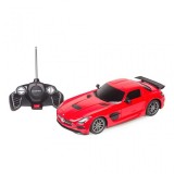 Masina cu telecomanda Mercedes Benz SLS AMG Rastar, 27.5 x 10.4 x 10.5 cm, 4 x AA, 10 km/h, tractiune 2 WD, anvelope cauciuc, Rosu