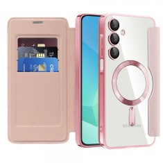 Husa MagSafe pentru Samsung Galaxy A16 5G A166 / A16 4G A165, Techsuit, SmartMag Book, Roz