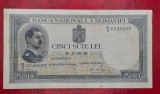 BANCNOTA 500 lei 1939 cu supratipar, seria K/3 0340657, Carol II, rara