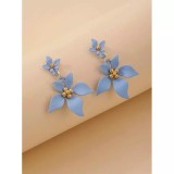 Cumpara ieftin Cercei nude forma de Floare, Blue - 106233