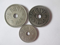 Lot 3 monede romanesti:5,10,20 Bani 1906 cu litera J foto