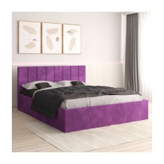 Pat Tapitat Sorin Mov + Saltea Lux Ortopedica 140x200cm