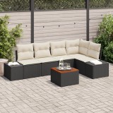 vidaXL Set Sofa Grădină 6 pcs Negru, alb Ratan și poliester