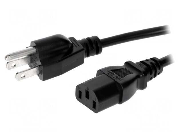 Cablu Alimentare 3x18AWG IEC C13 la NEMA 5-15 5m Negru