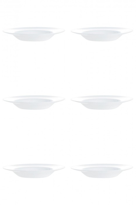 Set Farfurii 6 piese, Farfurii Adanci pentru Paste, Albe, Opal, diametru 28.5 cm