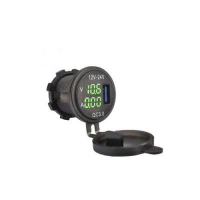 Mufa bord incarcator USB QC3.0 + voltmetru 12-24V Cod: DS2031 foto