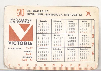 bnk cld Calendar de buzunar 1975 Magazinul Victoria foto