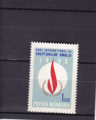 ROMANIA 1968 LP 671 ANUL INTERNATIONAL AL DREPTURILOR OMULUI MNH foto