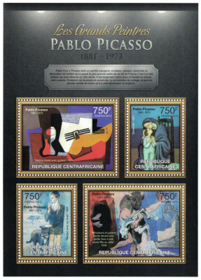 AFRICA CENTRALA 2013 - Picturi, Pablo Picasso /set complet - colita+bloc MNH foto