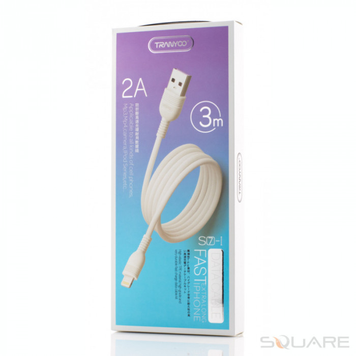 Cabluri Tranyoo, S7, Lightning Cable, 3m, 2A, White