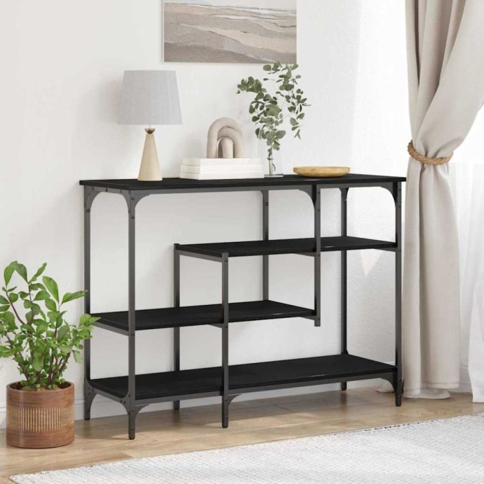 vidaXL Masă de Consolă cu raft Stejar negru 100 x 35 x 75 cm