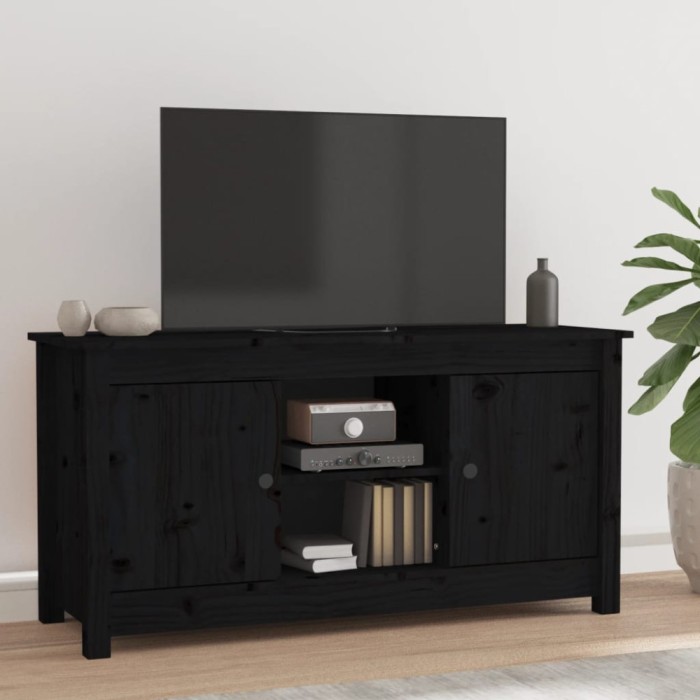 Gossi comoda tv, negru, 103x36,5x52 cm, lemn masiv de pin