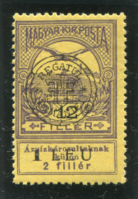 1919 , Mi 6 I , Emisiunea Cluj , 1 LEU / 12 Filler - MNH , semnat