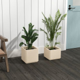 Cumpara ieftin Outsunny Set de 2 Jardiniere de Exterior, Jardiniere Inalte din MgO cu Gauri de Drenaj, Ghivece de Flori Stivuibile pentru Gradina, Terasa, Balcon