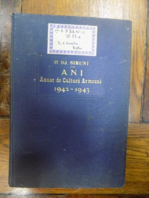 ANI, Anuar de Cultura Armeana 1942 - 1943 foto