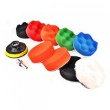 Set complet polish auto, 8 bureti cu diametru 80mm, disc cu blana, disc cu velcro si adaptor M14