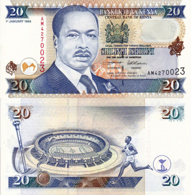 KENYA 20 shillings 1996 UNC!!! foto