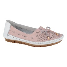 Balerini dama din piele naturala Feeling Moreno, pink-white, 37