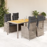 VidaXL Set mobilier de grădină cu perne, 5 piese, gri, poliratan