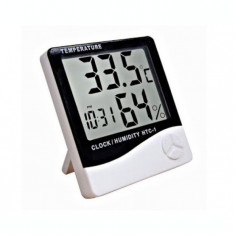 Termohigrometru digital 3 in 1 cu ceas, alarma, calendar - senzor de umiditate foto
