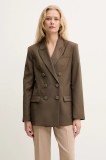 Armani Exchange sacou culoarea verde, cu doua randuri de nasturi, neted, XW000220 AF10855