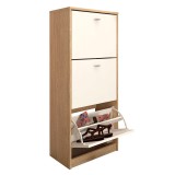 Cumpara ieftin Pantofar 3 compartimente pal stejar sonoma alb Vivat 50x28x116 cm