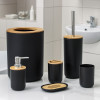 Set Elegant pentru baie format din 6 piese, ABS + lemn, culoare negru maro, AVEX