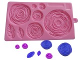 Cumpara ieftin Matrita din silicon, trandafiri si frunze pentru fondant, ciocolata si pasta de zahar, 11 x 20 cm, 553COF