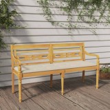 VidaXL Bancă Batavia cu pernă crem, 150 cm, lemn masiv de tec 3100828