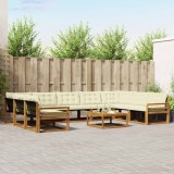 vidaXL Set de canapele de exterior cu pernă 10 pcs Natural și Crem 3369865
