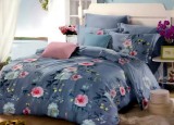 Cumpara ieftin Lenjerie de pat pentru o persoana cu husa elastic pat si fata perna dreptunghiulara, Dafne, bumbac mercerizat, multicolor