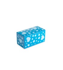 Cutie In Forma dreptunghiulara Din Carton pentru dulciuri, albastru cu inimioare