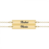 Chris - Set bratari personalizate tablita cu nume pentru cuplu din argint 925 placat cu aur galben 24K