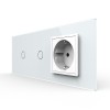Intrerupator Simplu + Simplu + Priza LIVOLO cu Rama Din Sticla, Standard Italian, 6M SmartElectro IntelligentHouse