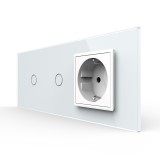 Cumpara ieftin Intrerupator Simplu + Simplu + Priza LIVOLO cu Rama Din Sticla, Standard Italian, 6M SmartElectro IntelligentHouse