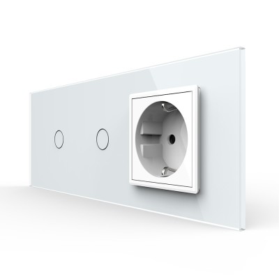 Intrerupator Simplu + Simplu + Priza LIVOLO cu Rama Din Sticla, Standard Italian, 6M SmartElectro IntelligentHouse foto
