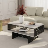 Couchtisch Mj&ouml;lby 36.4x80x45 cm Wei&szlig; / Marmor schwarz [en.casa]