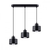 Lampă Suspendată Savar Negru Oțel 3 Becuri Rola Modernă De Interior