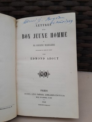 Lettres d&amp;#039;un bon jeune homme a sa cousine Madeleine - Edmond About foto