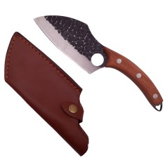 Cutit-satar, japonez, DEPOX&reg;, forjat manual, full tang 27 cm, otel inoxidabil, maner lemn, husa piele